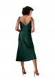 Sleeveless Cowl Neck Stretch Satin Hunter Midi Length Black Tie Evening Dress Canada Clearance