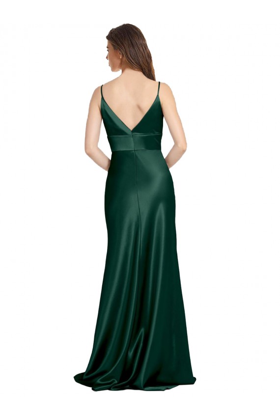 Sleeveless High Neck Stretch Satin Hunter Long Formal Evening Dress Canada Clearance