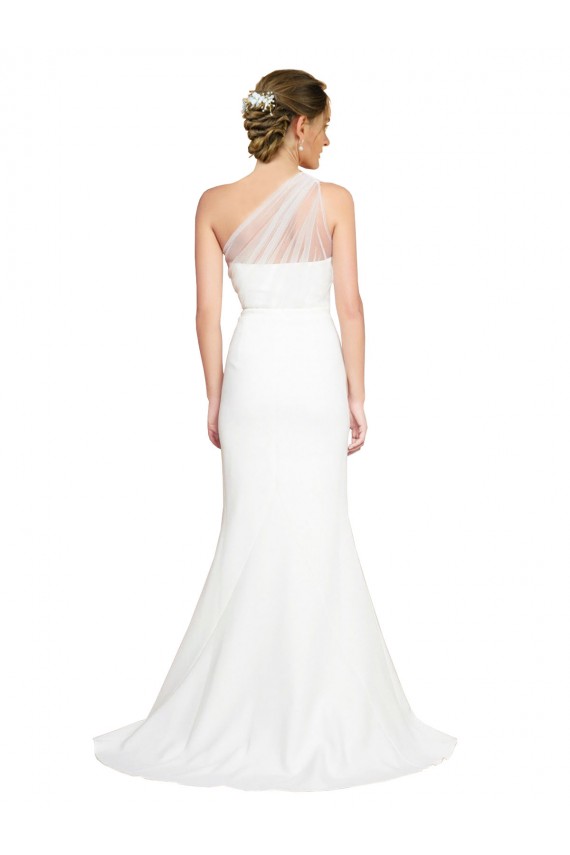 Sleeveless One Shoulder Stretch Crepe & Tulle Ivory Sweep Train Formal Evening Dress Canada Clearance