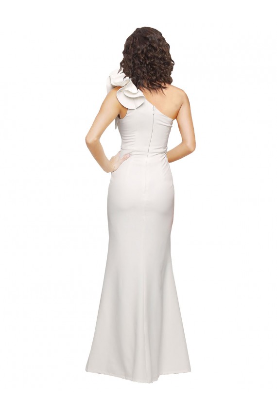 Sleeveless One Shoulder Stretch Crepe Ivory Long Formal Evening Dress Canada Clearance