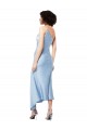 Sleeveless One Shoulder Silky Satin Light Sky Blue Midi Length Formal Evening Dress Canada Clearance