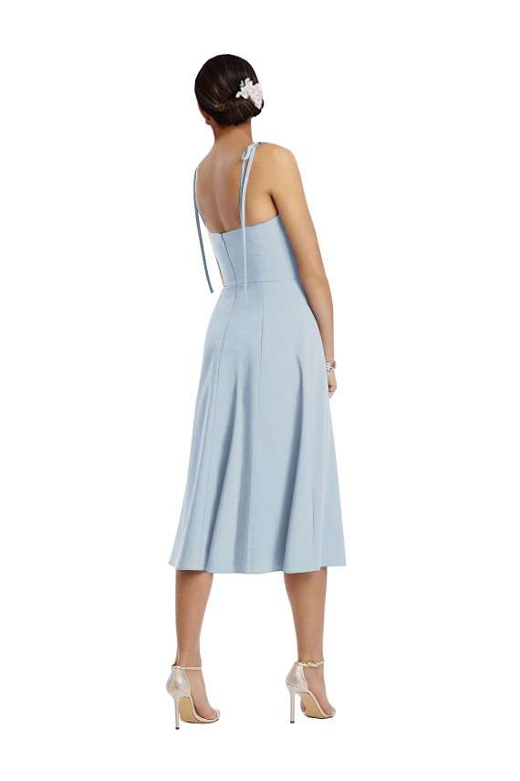 Sleeveless Sweetheart Stretch Crepe Light Sky Blue Midi Length Evening Dress Canada Clearance