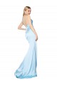 Sleeveless V-Neck Stretch Satin Light Sky Blue Long Formal Evening Dress Canada Clearance