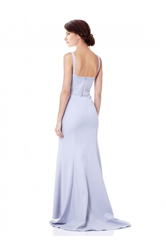 Sleeveless High Neck Stretch Crepe Light Sky Blue Long Evening Dress Canada Clearance