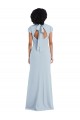 Cap Sleeves Jewel Neck Stretch Crepe Light Sky Blue Long Semi Formal Evening Dress Canada Clearance