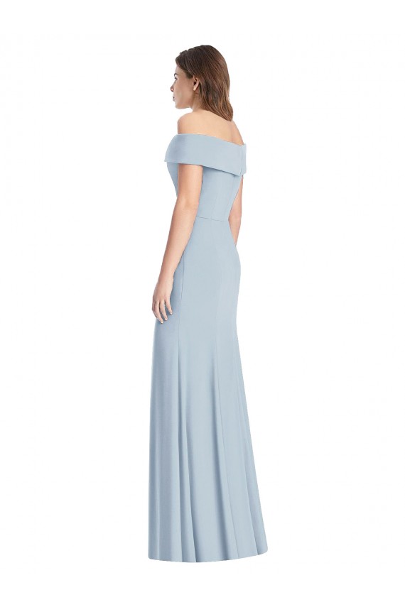 Sleeveless Off the Shoulder Stretch Crepe Light Sky Blue Long Formal Dress Canada Clearance