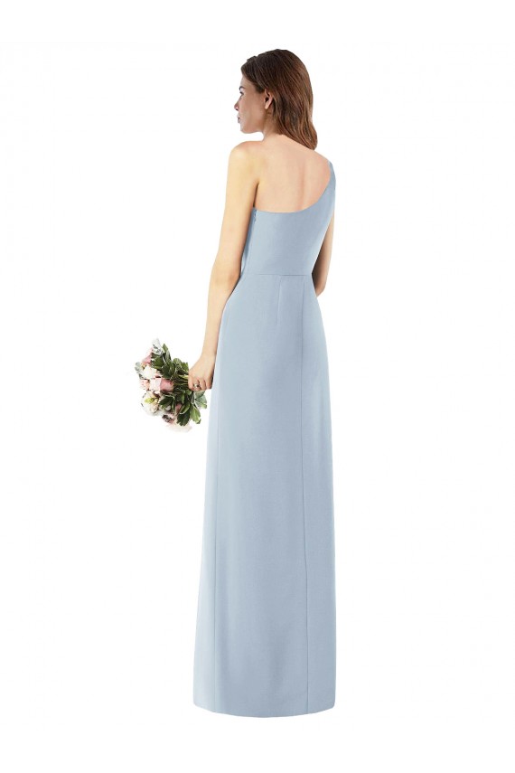 Sleeveless One Shoulder Stretch Crepe Light Sky Blue Long Semi Formal Evening Dress Canada Clearance