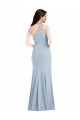 Sleeveless One Shoulder Stretch Crepe Light Sky Blue Long Formal Dress Canada Clearance