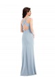 Sleeveless V-Neck Stretch Crepe Light Sky Blue Long Evening Gowns Canada Clearance