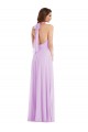 Sleeveless Halter Neck Soft Chiffon Lilac Long Semi Formal Evening Dress Canada Clearance