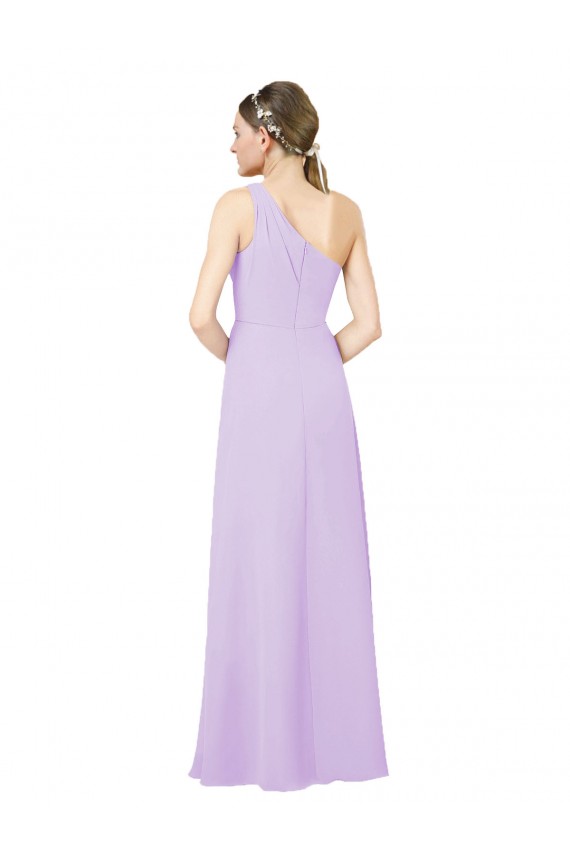 Sleeveless One Shoulder Soft Chiffon Lilac Long Formal Evening Dress Canada Clearance