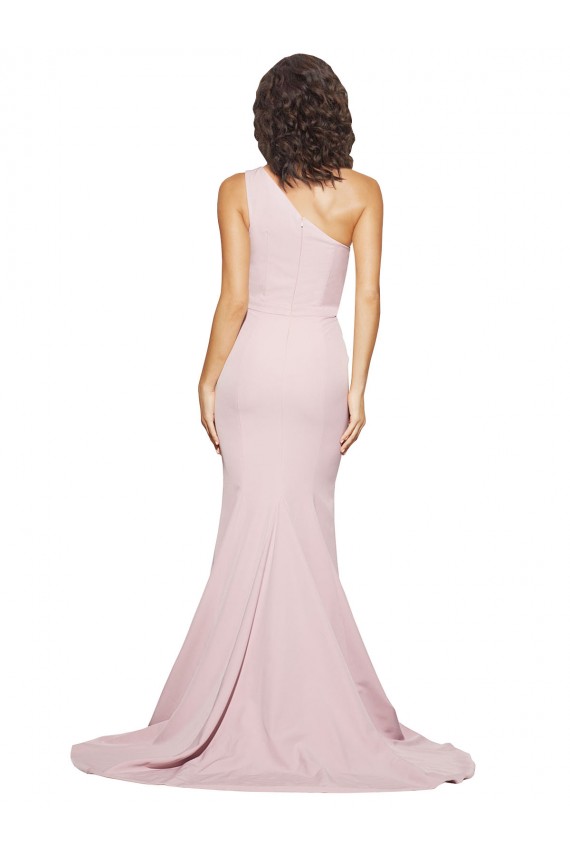Sleeveless One Shoulder Stretch Crepe Mauve Sweep Train Semi Formal Evening Dress Canada Clearance