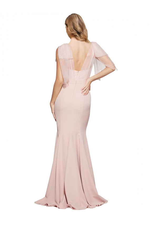 Sleeveless Sweetheart Stretch Crepe & Tulle Mauve Long Formal Dress Canada Clearance