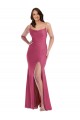 Sleeveless Cowl Neck Silky Satin Fuchsia Long Formal Plus Size Evening Dress Canada Clearance