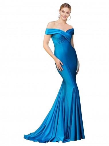 Sleeveless High Neck Satin Peacock Blue Long Formal Evening Dress Canada Clearance