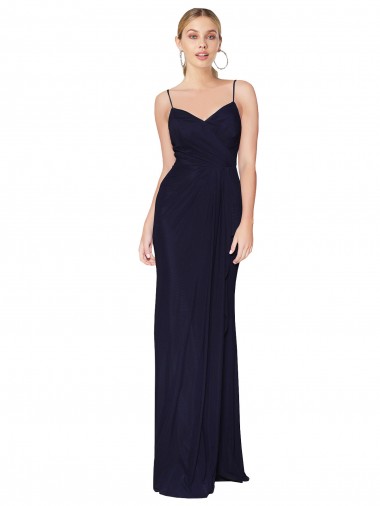 Sleeveless High Neck Soft Chiffon Dark Navy Mermaid Long Evening Dress Canada Clearance
