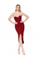 Sleeveless High Neck Stretch Crepe Burgundy Knee Length High Low Evening Dress Canada Clearance