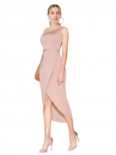 Sleeveless High Neck Stretch Crepe Mauve Knee Length Formal Dress Canada Clearance