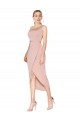 Sleeveless High Neck Stretch Crepe Mauve Knee Length Formal Dress Canada Clearance