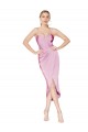 Sleeveless High Neck Stretch Crepe Orchid Knee Length High Low Evening Dress Canada Clearance