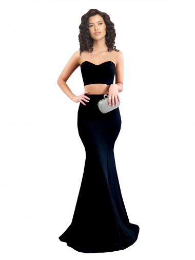 Sleeveless High Neck Stretch Crepe Black Mermaid Long Formal Evening Dress Canada Clearance