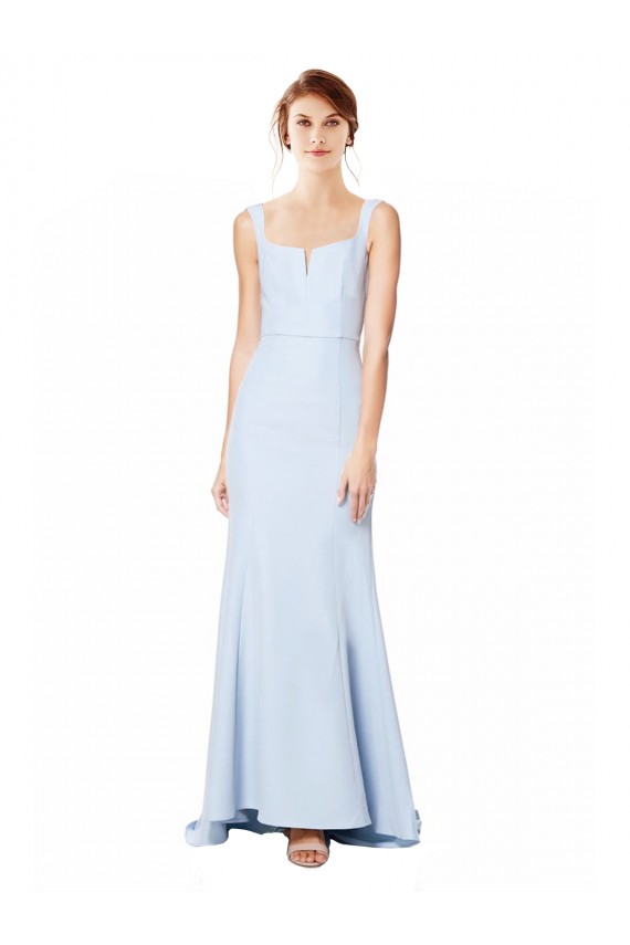 Sleeveless High Neck Stretch Crepe Light Sky Blue Mermaid Long Formal Dress Canada Clearance