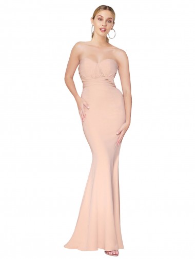 Sleeveless High Neck Stretch Crepe Nude Long Formal Dress Canada Clearance
