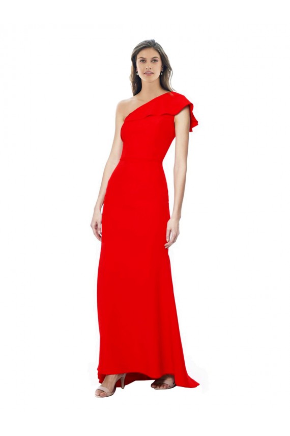 Sleeveless High Neck Stretch Crepe Red Long Formal Dress Canada Clearance