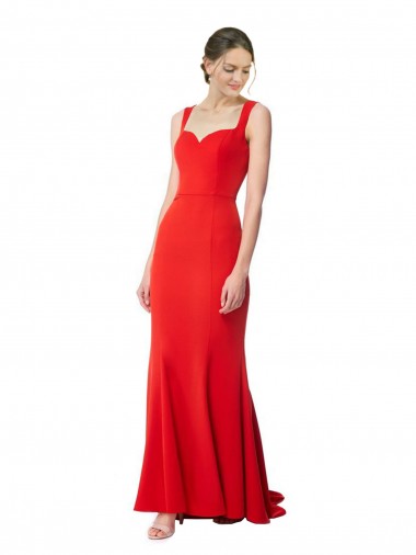 Sleeveless High Neck Stretch Crepe Red Long Formal Evening Gown Canada Clearance