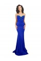 Sleeveless High Neck Stretch Crepe Royal Blue Long Formal Evening Dress Canada Clearance