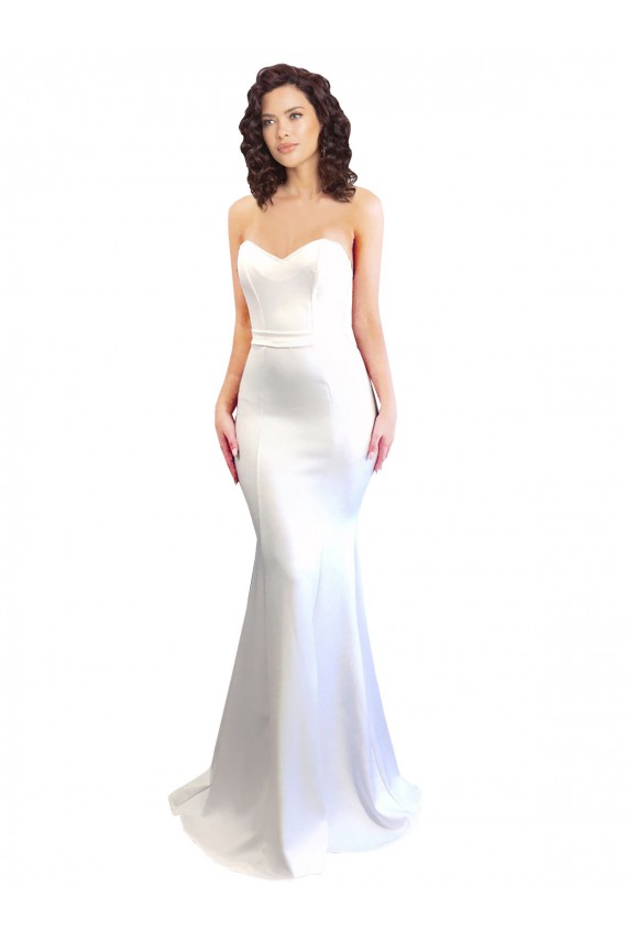 Sleeveless High Neck Stretch Crepe White Long Formal Evening Dress Canada Clearance