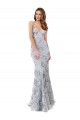 Sleeveless High Neck Stretch Crepe & Sequin Tulle Silver Long Formal Evening Dress Canada Clearance