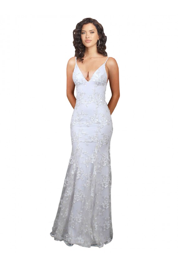 Sleeveless High Neck Stretch Crepe & Sequin Tulle White Long Formal Evening Dress Canada Clearance