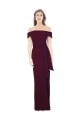Sleeveless Off the Shoulder Stretch Crepe Burgundy Gold Long Formal Evening Dress Canada Clearance