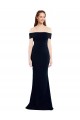 Sleeveless Off the Shoulder Stretch Crepe Dark Navy Long Formal Dress Canada Clearance