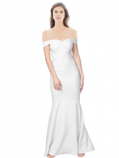 Sleeveless Off the Shoulder Stretch Crepe Ivory Long Formal Dress Canada Clearance