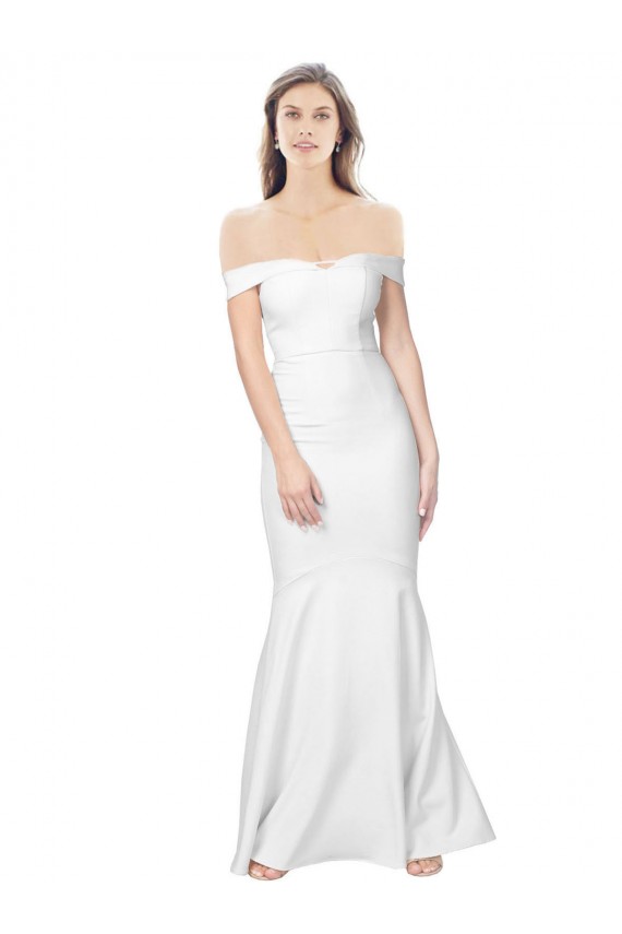 Sleeveless Off the Shoulder Stretch Crepe Ivory Long Formal Dress Canada Clearance