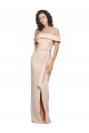 Sleeveless Off the Shoulder Stretch Crepe Nude Long Formal Evening Dress Canada Clearance