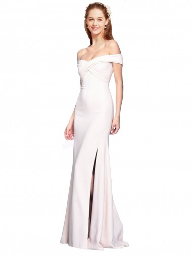 Sleeveless Off the Shoulder Stretch Crepe White Long Formal Dress Canada Clearance