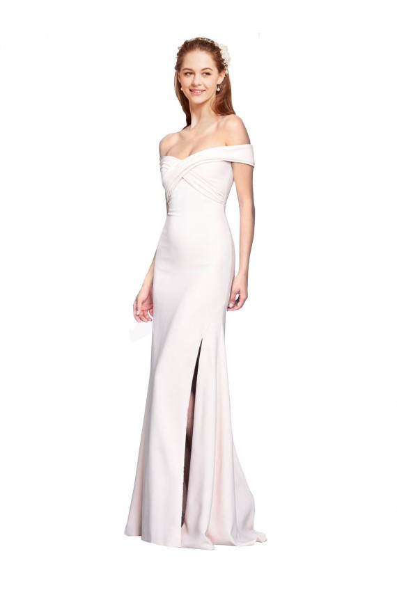 Sleeveless Off the Shoulder Stretch Crepe White Long Formal Dress Canada Clearance
