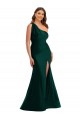 Sleeveless One Shoulder Silky Satin Ever Green Long Formal Plus Size Evening Dress Canada Clearance