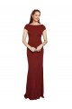 Cap Sleeves Round Neck Stretch Crepe Burgundy Long Formal Evening Dress Canada Clearance