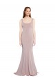 Cap Sleeves Scoop Neck Stretch Crepe Dusty Pink Long Formal Evening Dress Canada Clearance