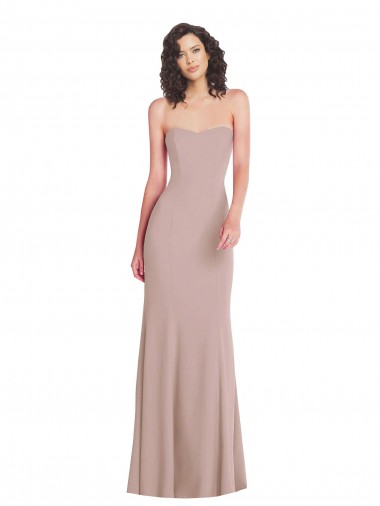 Sleeveless Strapless Stretch Crepe Dusty Pink Long Formal Dress Canada Clearance