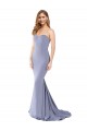 Sleeveless Strapless Stretch Crepe Smoke Blue Long Formal Evening Dress Canada Clearance