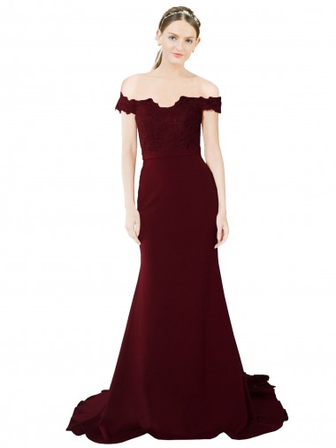 Sleeveless Sweetheart Stretch Crepe & Lace Burgundy Gold Sweep Train Formal Evening Dress Canada Clearance