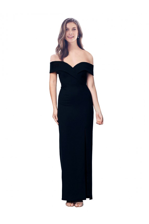 Sleeveless Sweetheart Stretch Crepe Black Long Formal Dress Canada Clearance