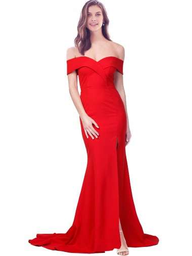 Sleeveless Sweetheart Stretch Crepe Red Long Evening Dress Canada Clearance