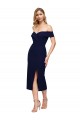Sleeveless Sweetheart Stretch Crepe Dark Navy Midi Length Formal Evening Dress Canada Clearance