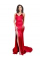 Sleeveless Sweetheart Stretch Satin Red Long Formal Evening Dress Canada Clearance
